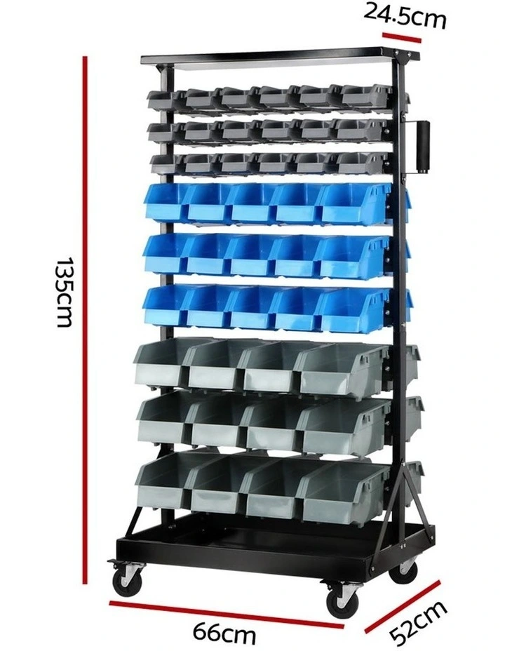 Giantz 90 Bins Storage Rack Warehouse Work Garage Tools Parts Shelving Wheels image 2