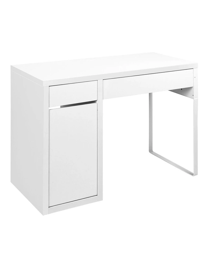 Metal Desk With Storage Cabinets in White image 1
