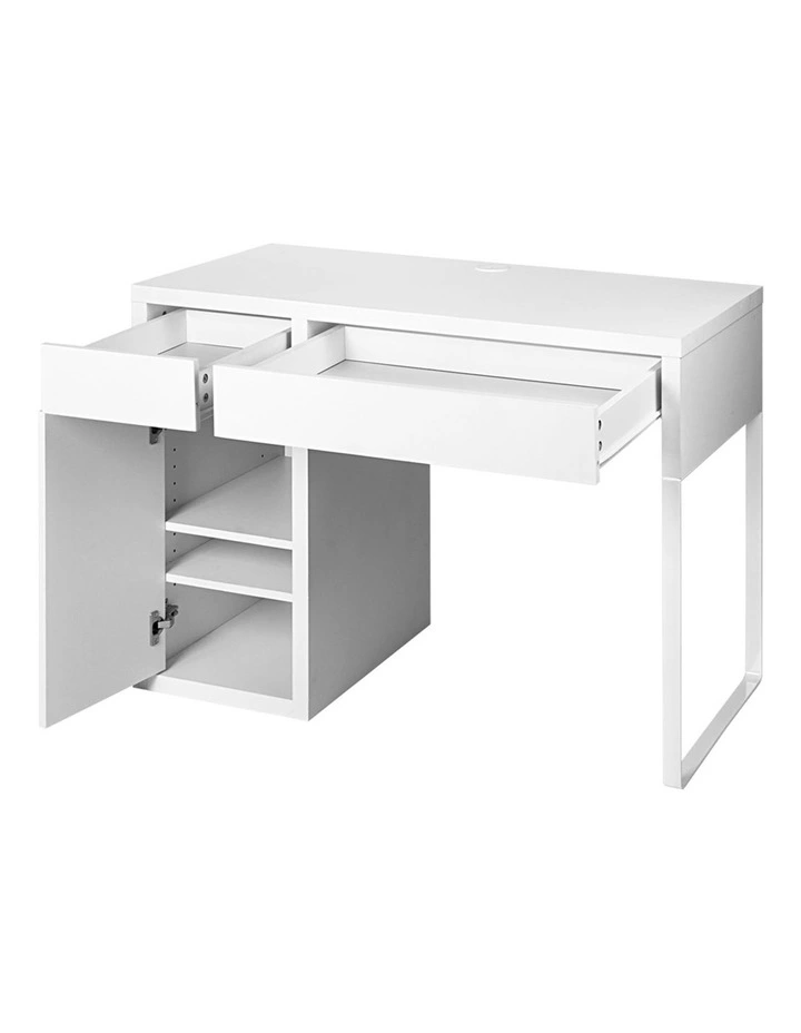 Metal Desk With Storage Cabinets in White image 4