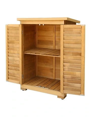 Portable Wooden Garden Storage Cabinet in Brown
