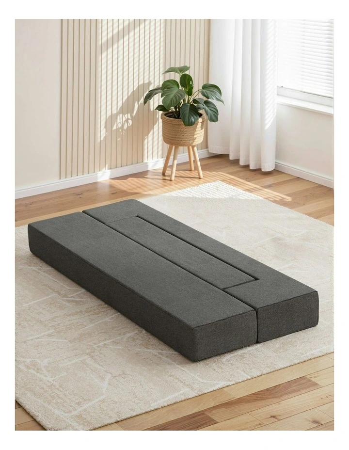 Portable Sofa Bed Folding Mattress Lounger Chair Ottoman Grey image 1
