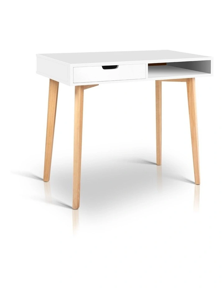 Wood Computer Desk with Drawers in White image 1