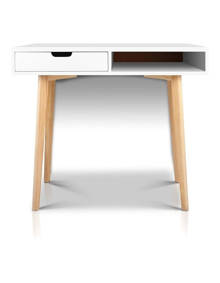 Wood Computer Desk with Drawers in White image 4