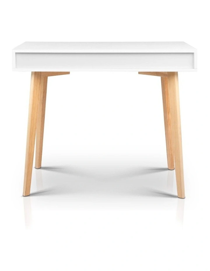 Wood Computer Desk with Drawers in White image 6