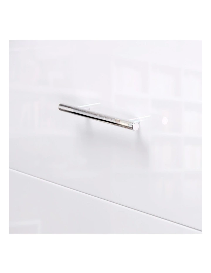 Bedside Table 2 Drawers High Gloss in White image 4