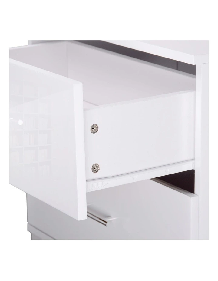 Bedside Table 2 Drawers High Gloss in White image 5