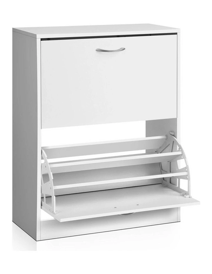 Adjustable Shelves Shoe Rack Cabinet 24 Pairs in White image 1