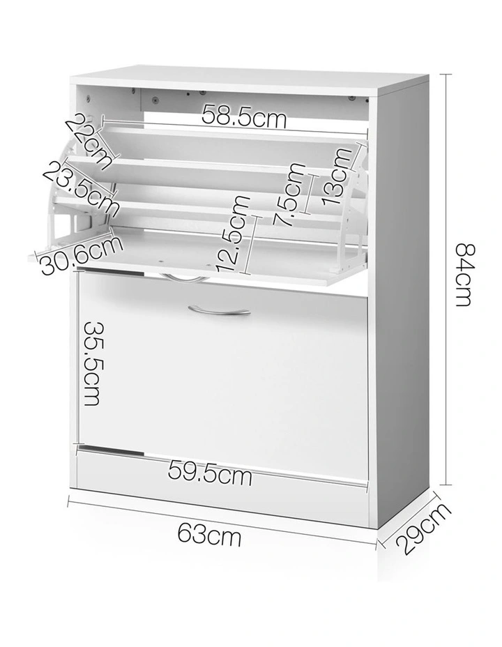 Artiss Shoe Rack Cabinet Adjustable Shelves 24 Pairs White Iris image 2