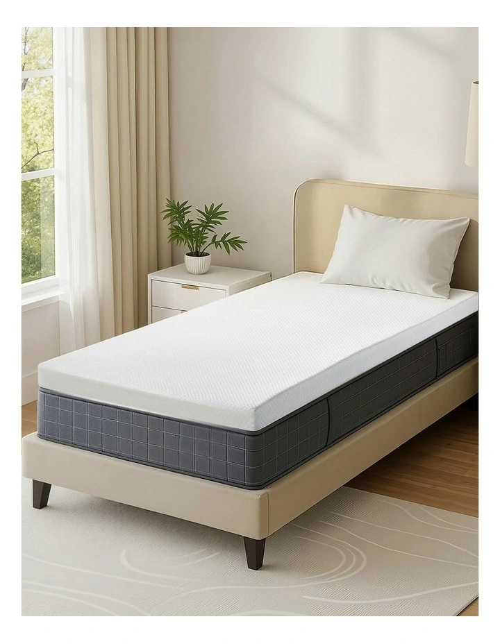 Single Size Memory Foam Mattress Topper in White image 1