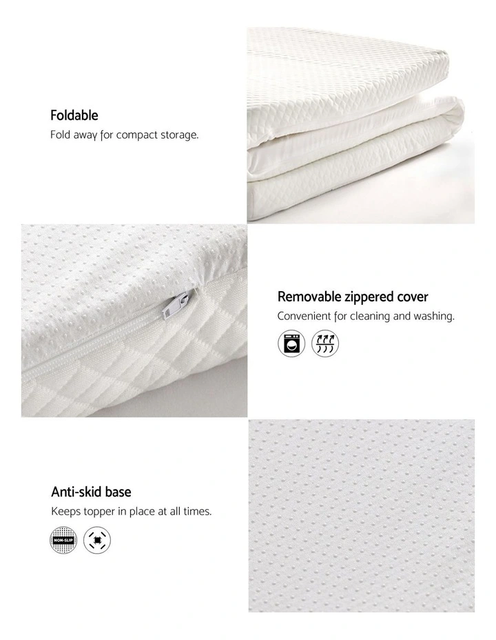 Single Size Memory Foam Mattress Topper in White image 4