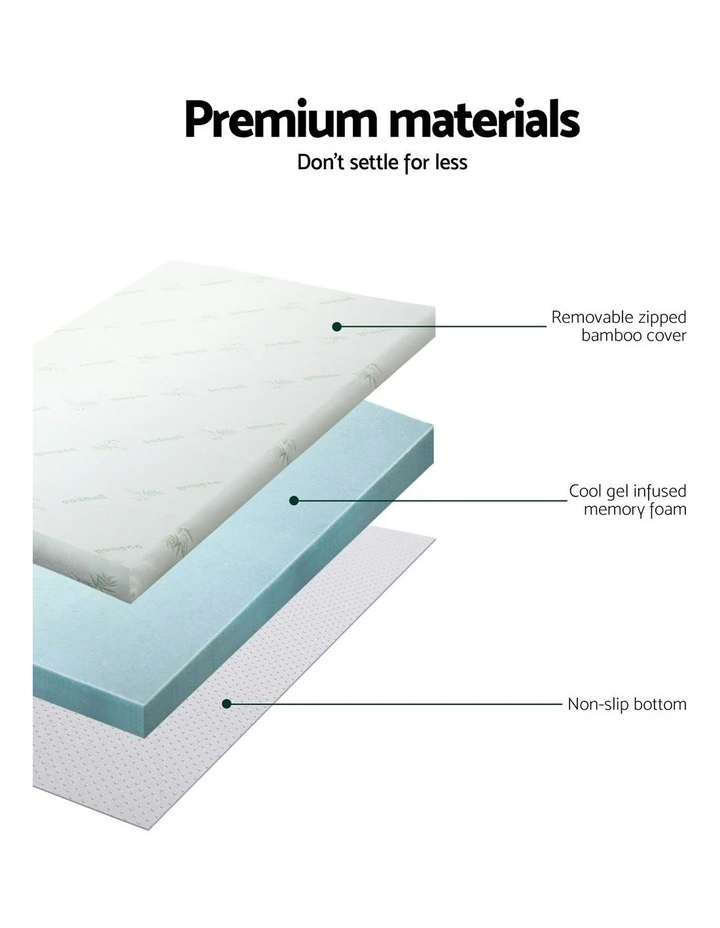 Giselle Bedding Single COOL GEL Memory Foam Mattress Topper image 2