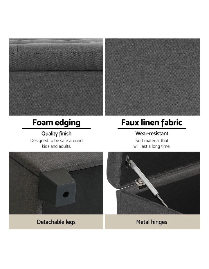 Premium Storage Ottoman in Grey image 7