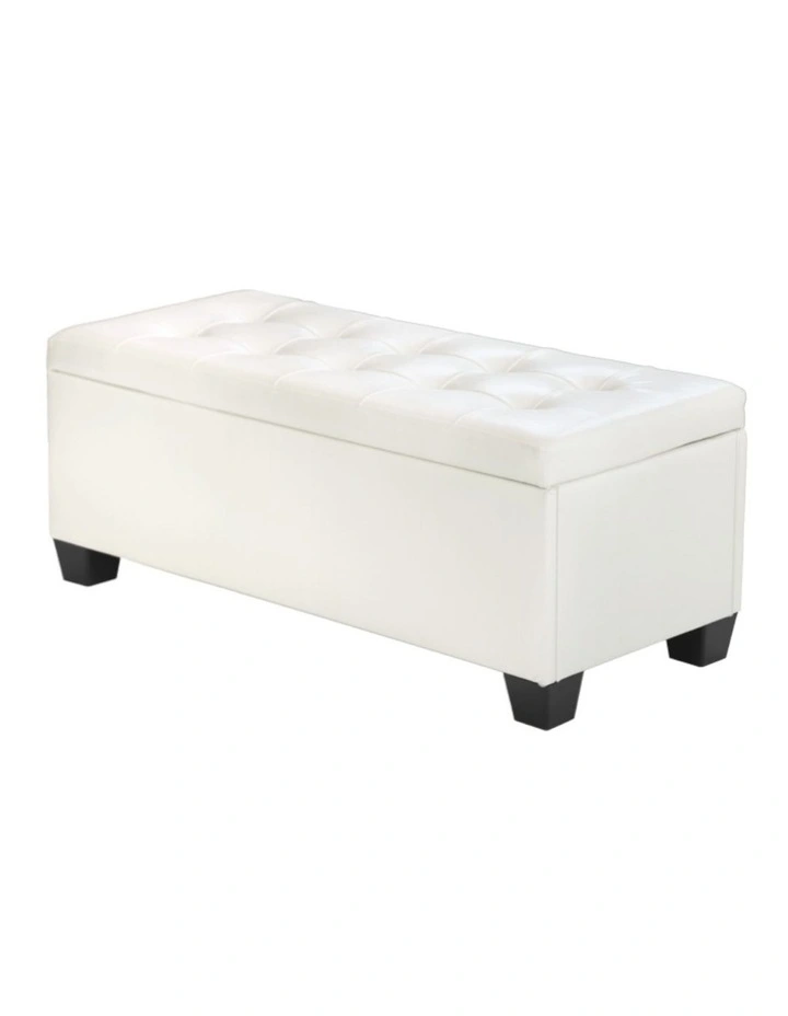 Large PU Leather Storage Ottoman in White image 1