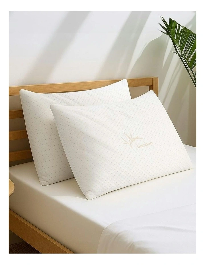 Set of 2 Single Bamboo Memory Foam Pillow image 1