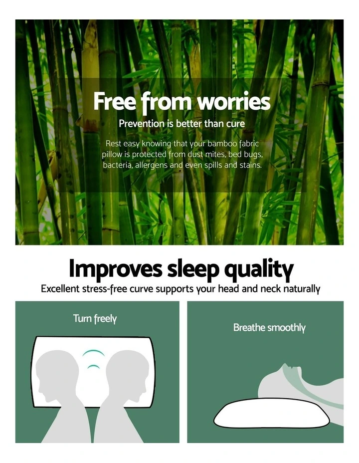 Set of 2 Single Bamboo Memory Foam Pillow image 4