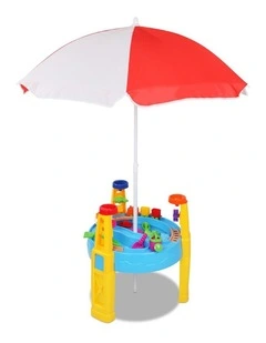 Kids Sandpit Pretend Play Set Water Sand Table Children Outdoor Toy Umbrella