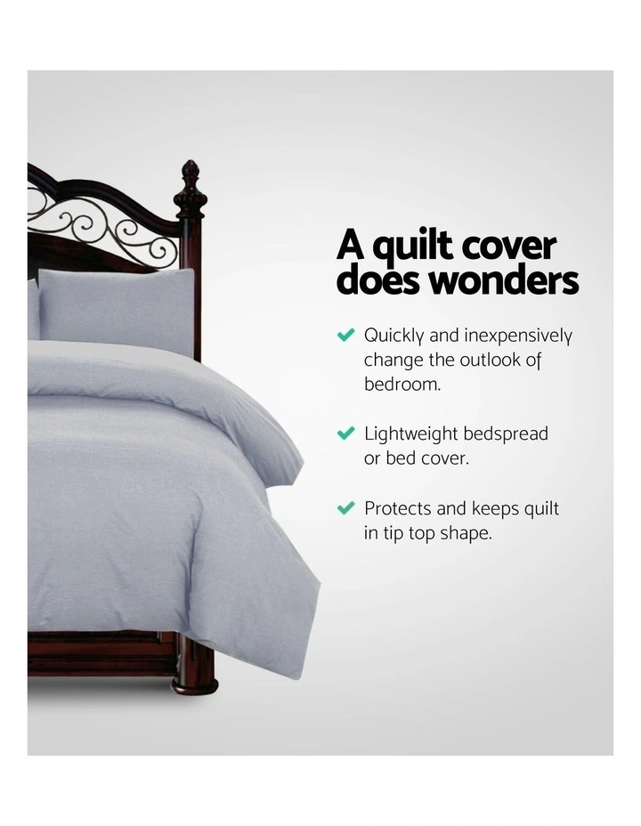 King Classic Quilt Cover Set in Grey image 4