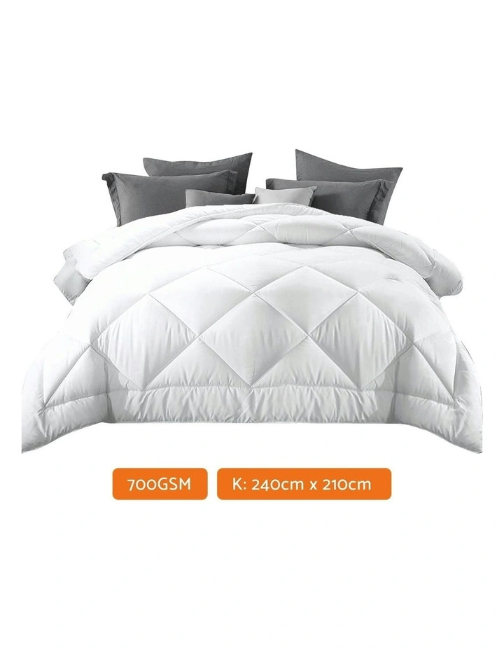 Microfibre Bamboo Quilt King 700GSM in White image 6