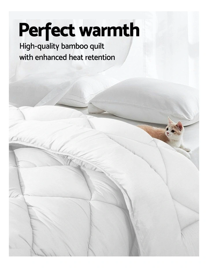Microfibre Bamboo Queen Size Quilt in White image 3