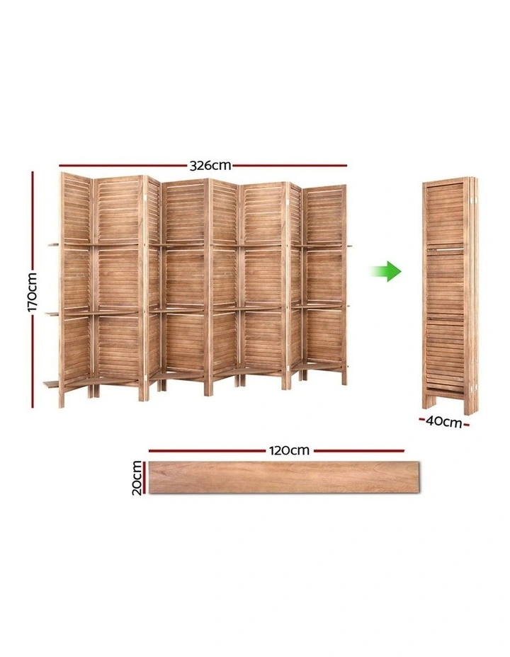 Room Divider Screen 326x170cm Shelf Oak 8 Panel image 2