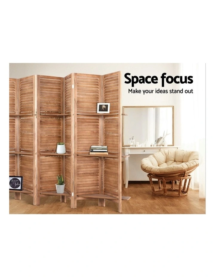 Room Divider Screen 326x170cm Shelf Oak 8 Panel image 4