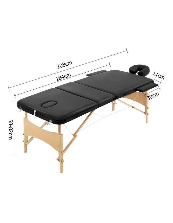 Livemor 3 Fold Portable Wood Massage Table image 2