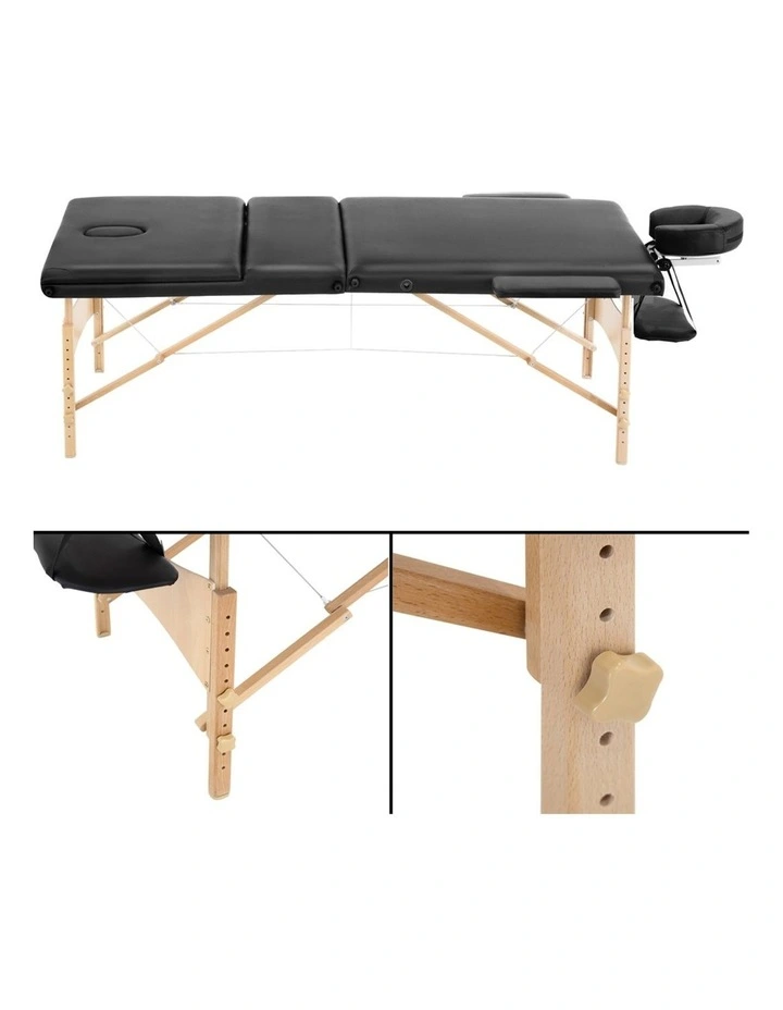 Livemor 3 Fold Portable Wood Massage Table image 3