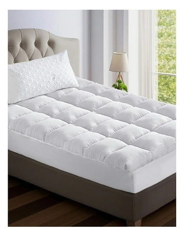 King Single Bamboo Mattress Topper Protector in White