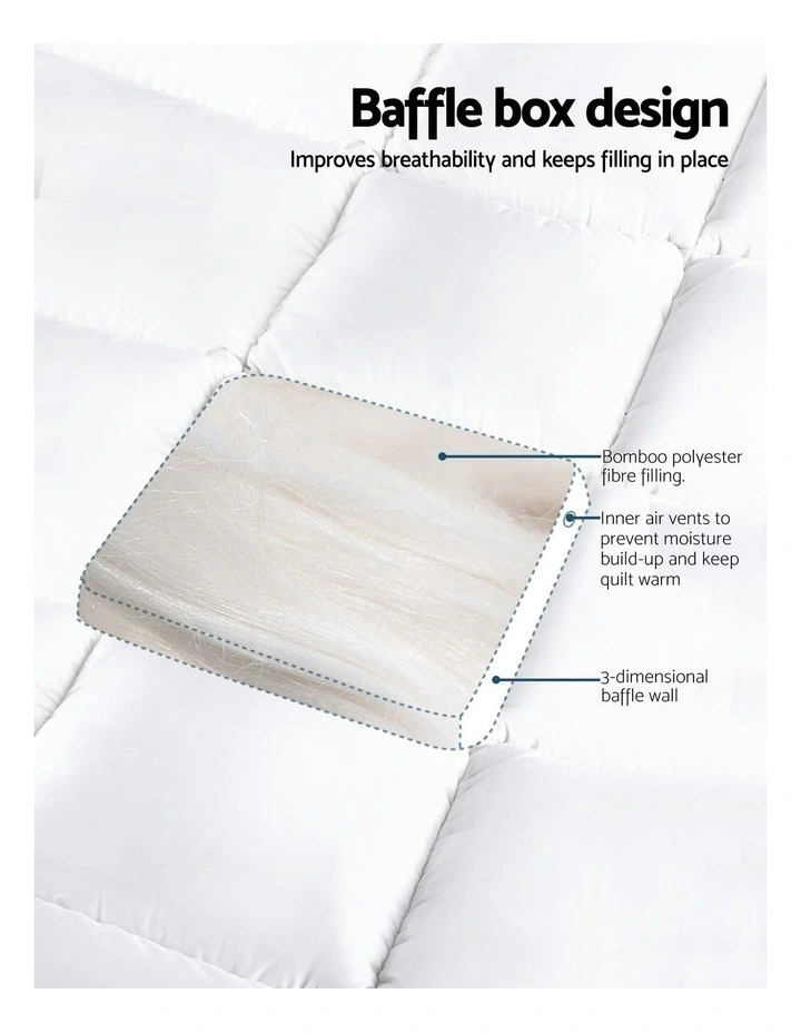King Single Bamboo Blend Mattress Topper in White image 3