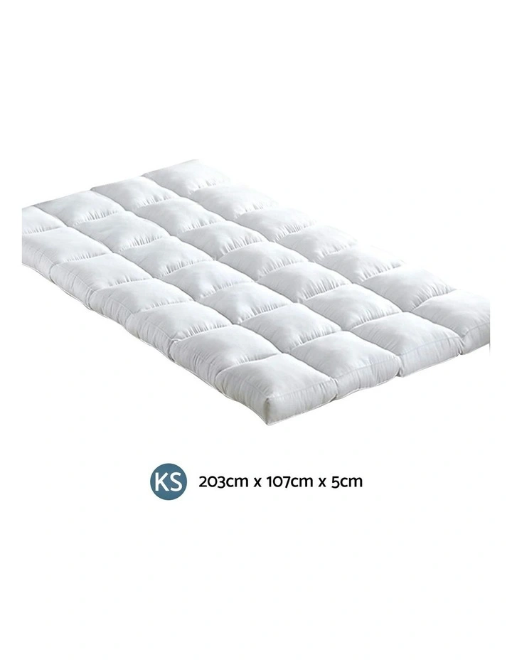 King Single Bamboo Blend Mattress Topper in White image 7