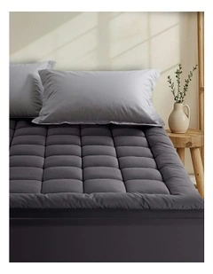 Double Bamboo Mattress Topper Protector in Charcoal