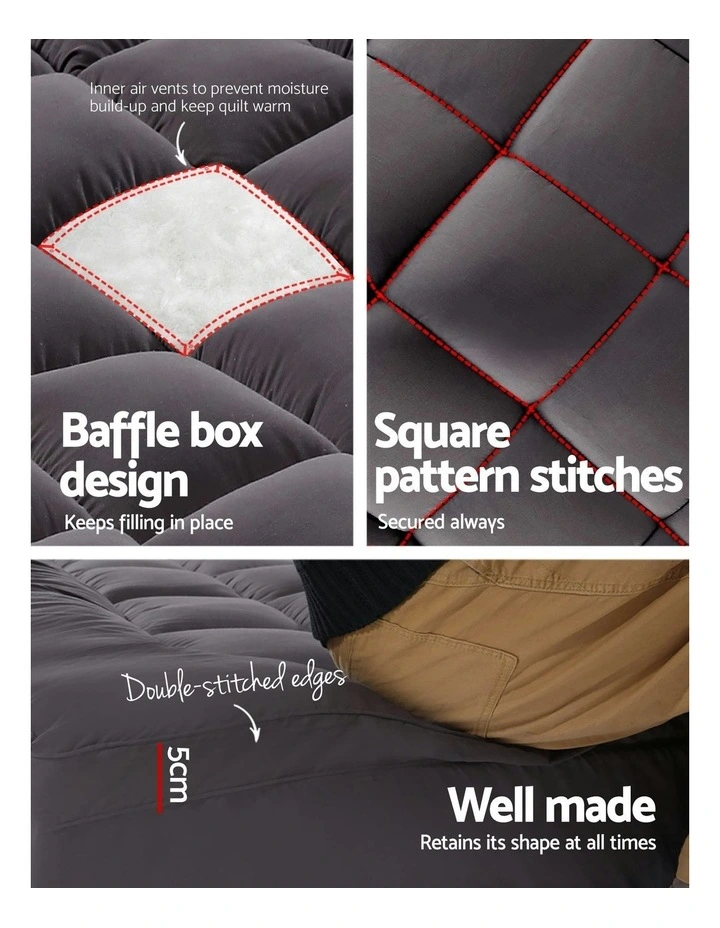 Double Bamboo Mattress Topper Protector in Charcoal image 4