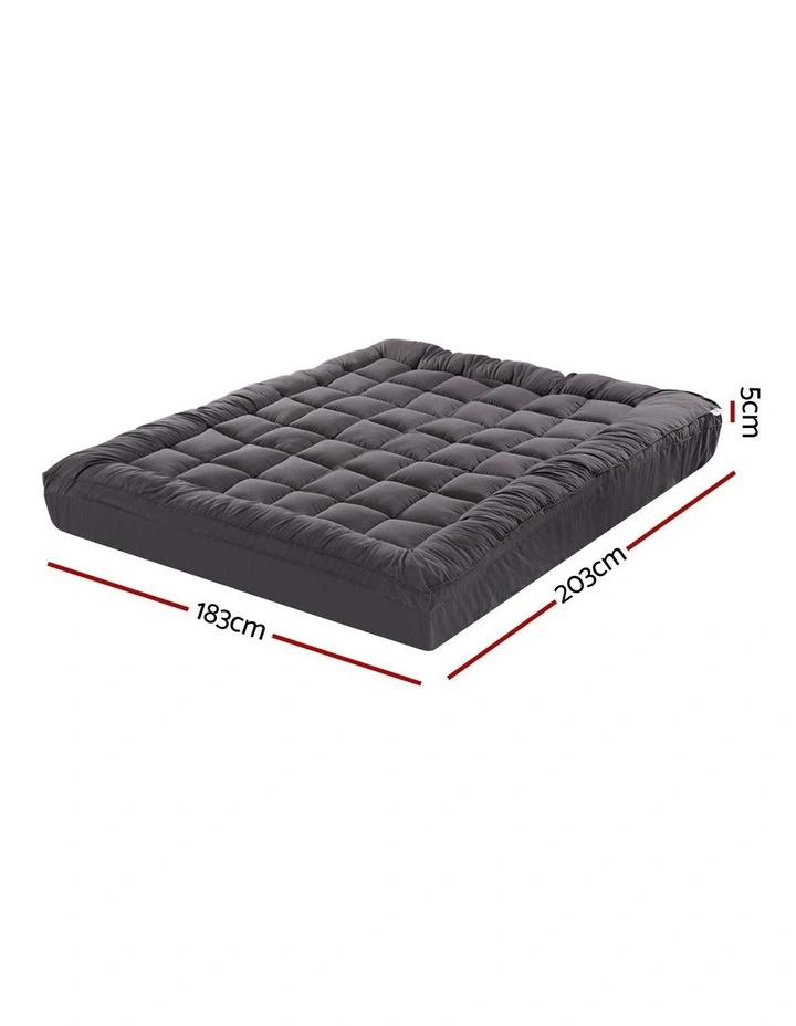 Double Bamboo Mattress Topper Protector in Charcoal image 7