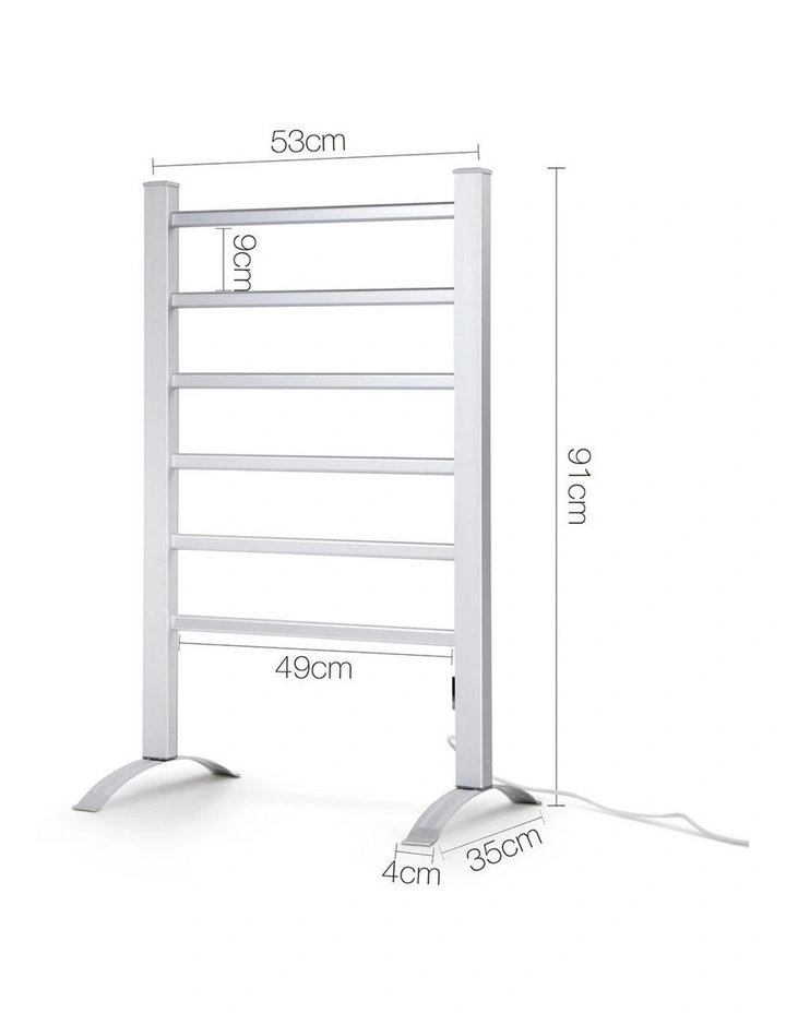 Electric Heated Towel Rail Rack Freestanding Clothes Dry Warmer 6 Bars image 2