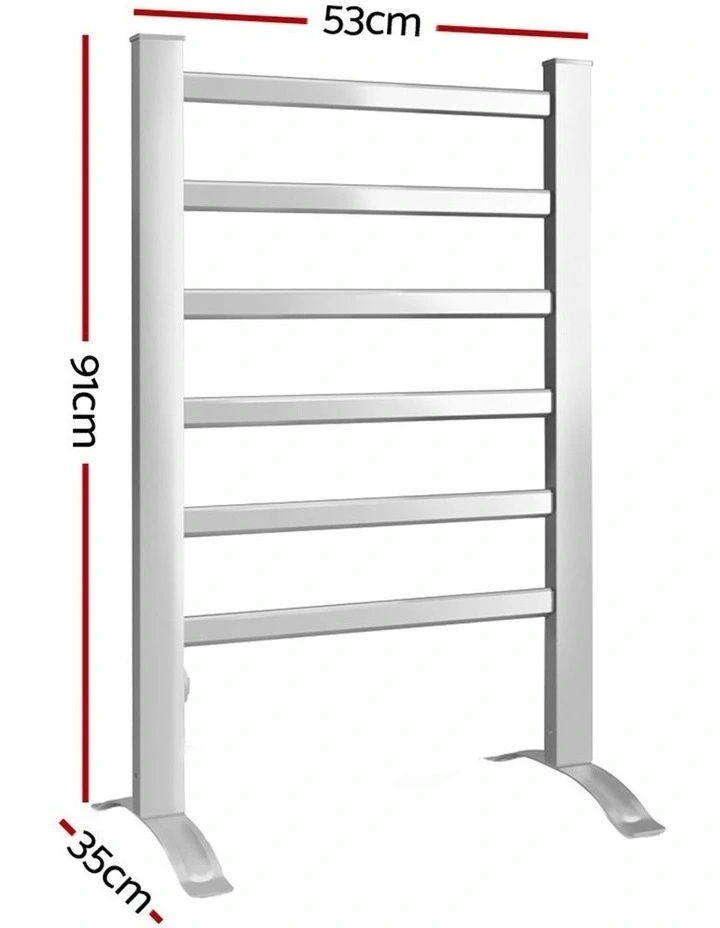 Electric Heated Towel Rail Rack with Timer Clothes Dry Warmer 6 Bars image 2