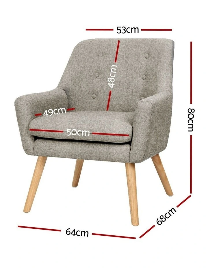 Artiss Armchair Linen Fabric Anne Beige image 3