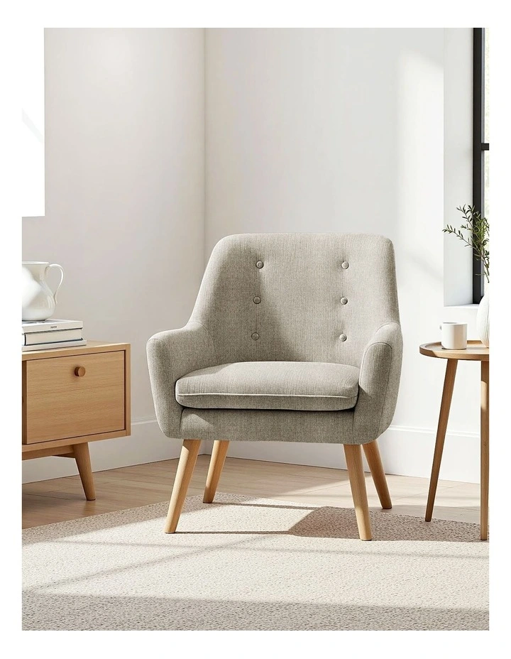 Artiss Armchair Linen Fabric Anne Beige image 5