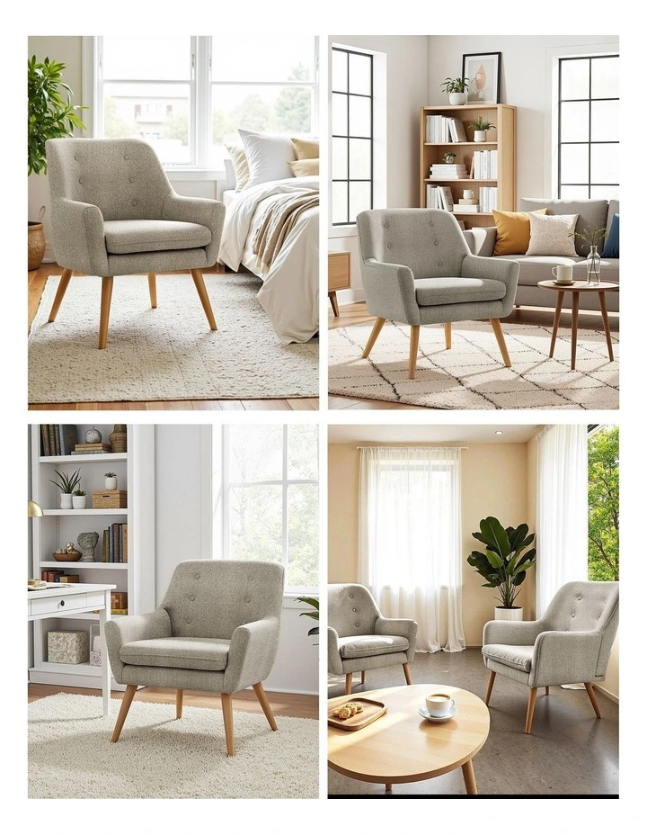 Artiss Armchair Linen Fabric Anne Beige image 7