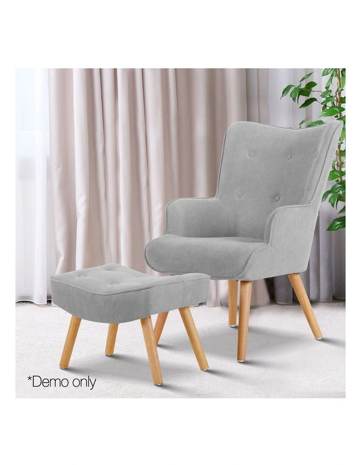 Artiss Armchair And Ottoman Light Grey Myer Artiss Armchair And Ottoman, Light Grey Chair With Ottoman