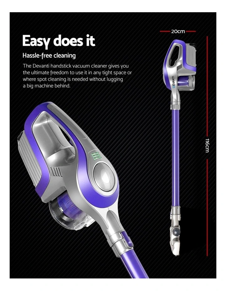 Devanti Handheld Cordless Bagless Vacuum Purple 150W image 6