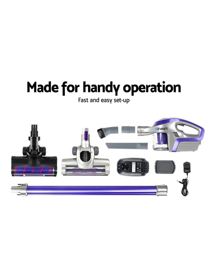 Devanti Handheld Cordless Roller Brush Vacuum Purple 150W image 7