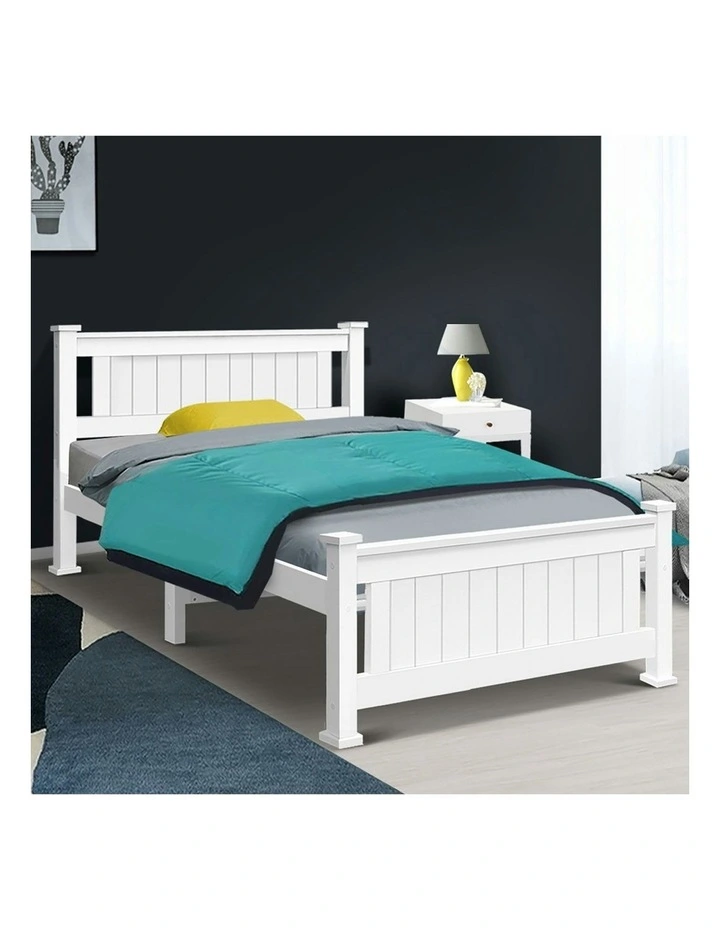 Artiss 204cm x 102cm x 94cm Single Size Wooden Bed Frame White image 3