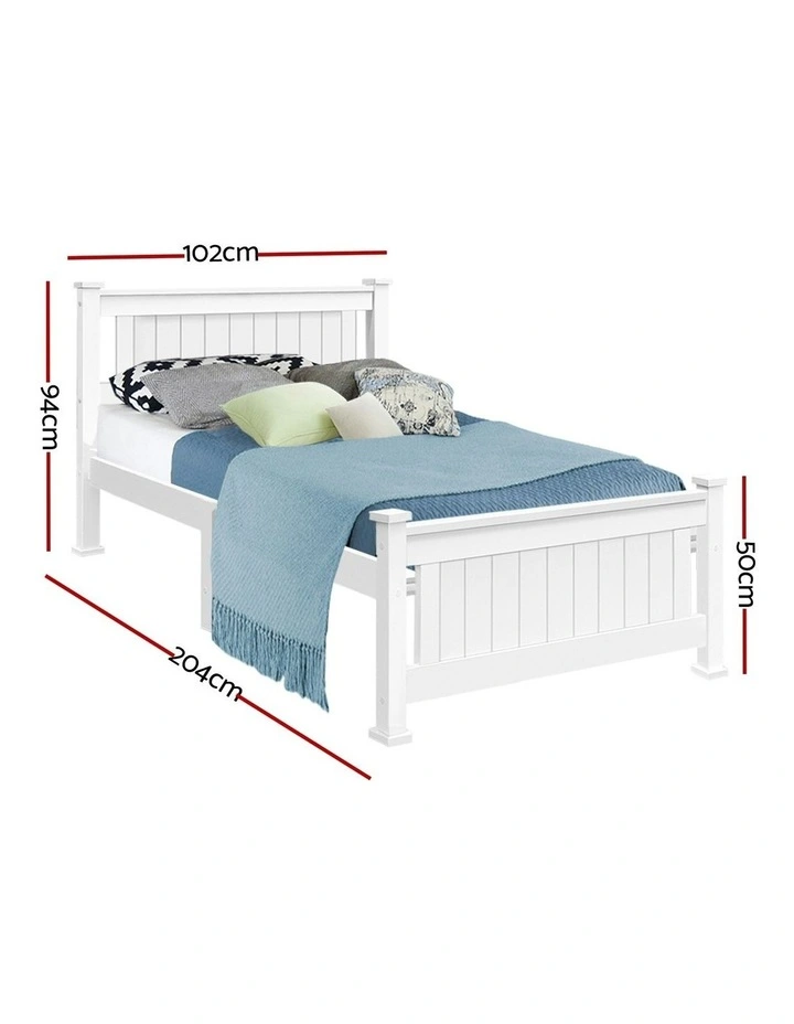 Artiss 204cm x 102cm x 94cm Single Size Wooden Bed Frame White image 4