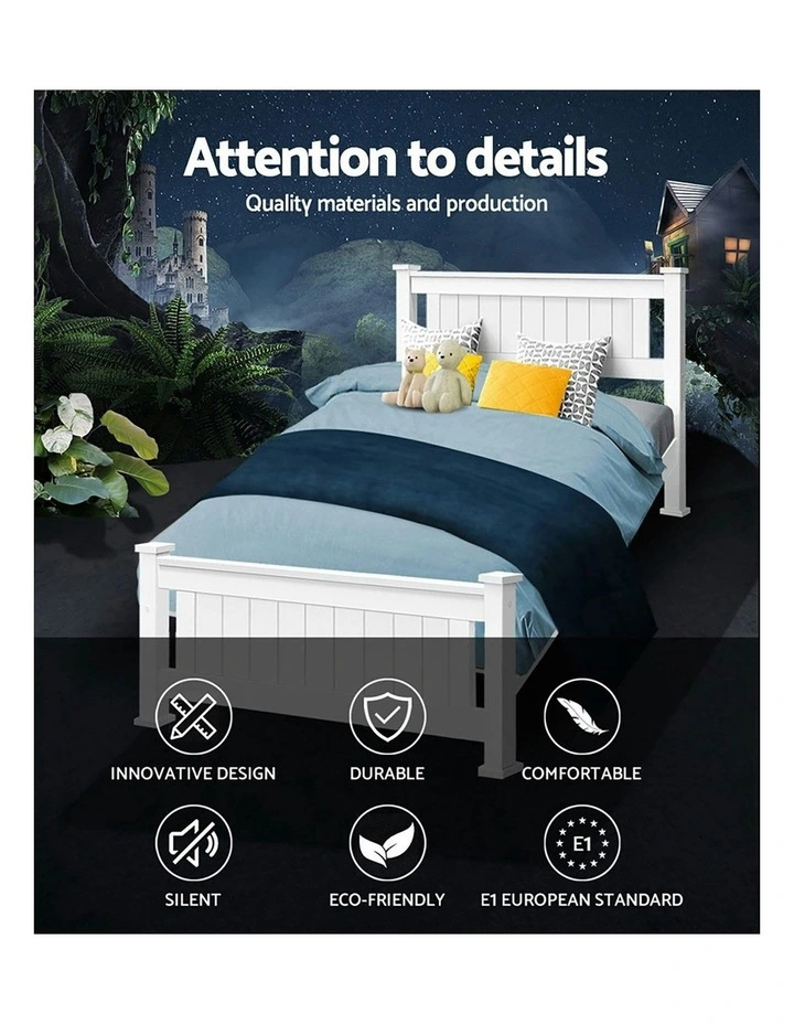 Artiss 204cm x 102cm x 94cm Single Size Wooden Bed Frame White image 5