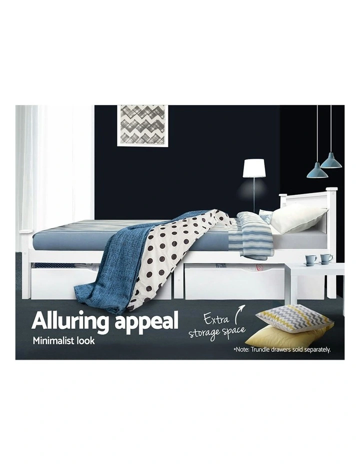 Artiss 204cm x 102cm x 94cm Single Size Wooden Bed Frame White image 7