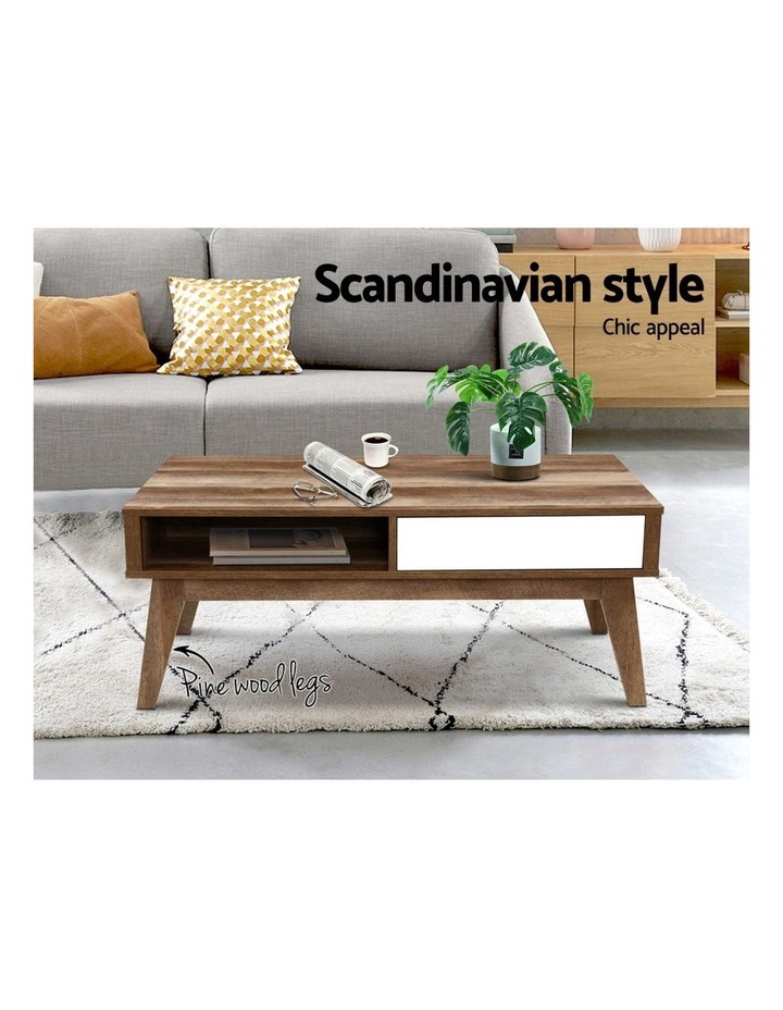 Artiss Coffee Table 2 Storage Drawers Open Shelf Scandinavian Wooden White Myer Artiss Coffee Table 2 Storage Drawers, Scandinavian Design White Coffee Table