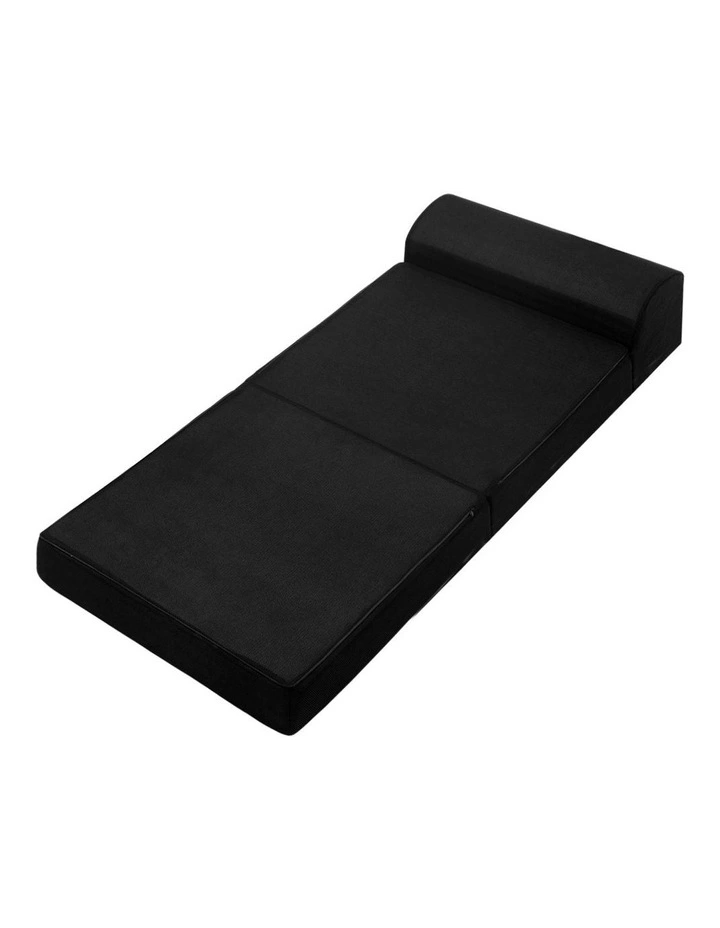 Folding Foam Mattress Portable Single Sofa Bed Mat Air Mesh Fabric Black image 5