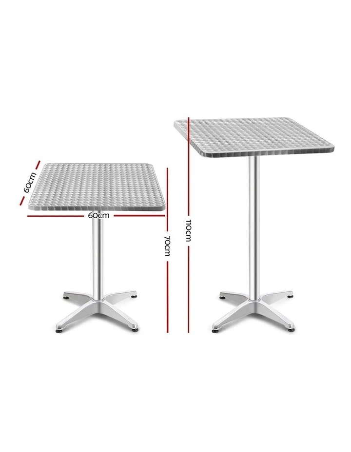 Bar Table Outdoor Furniture Adjustable Aluminium Pub Cafe Indoor Square image 2
