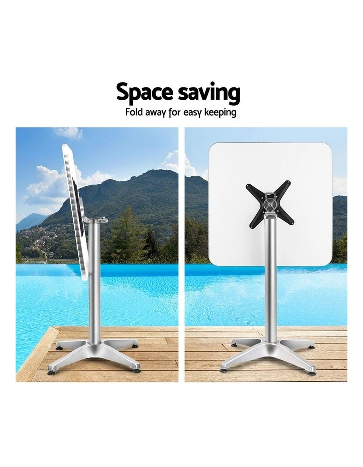 Bar Table Outdoor Furniture Adjustable Aluminium Pub Cafe Indoor Square image 4