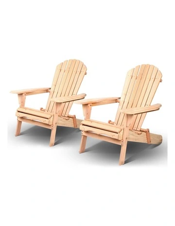 Gardeon Patio Furniture Outdoor Chairs Beach Chair Wooden Adirondack Recliner Garden Lounge 2PC
